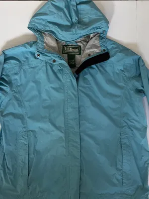 L.L.Bean Vintage Teal Nylon Hooded Rain Jacket Windbreaker Unise thumbnail 1