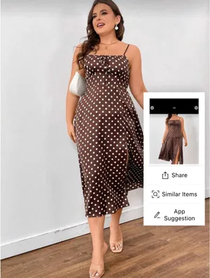 SheIn Brown and cream polka dot dress thumbnail 2