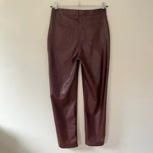 Criss-Cross Waistband Vegan Leather 90s Straight Pant Brown thumbnail 6