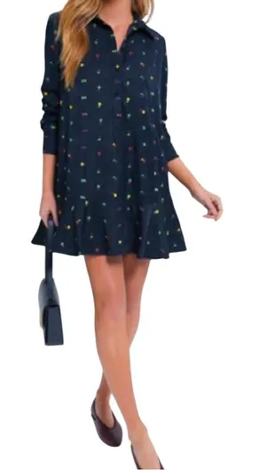 Tuckernuck Callahan Shirt Dress Navy Blue Embroidered Size Medium NWT thumbnail 1