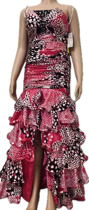 Alyce Ruffle strapless prom party gorgeous dress thumbnail 2