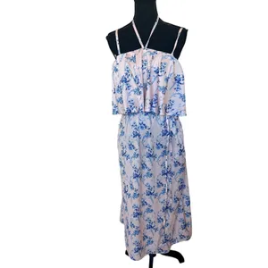 Osman Yousefzada Pink Floral Halter Midi Dress XS Party Vacation Designer $300 thumbnail 5