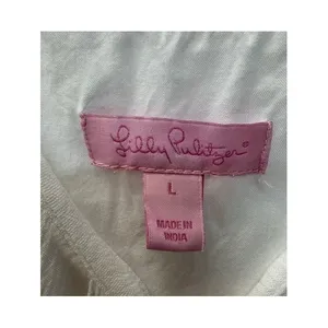 Lilly Pulitzer White Gauze Spaghetti Strap Flowy Tank Top Womens Large‎ thumbnail 3