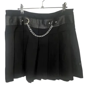Royal Bones Daang Goodman Black Pleated Y2K Goth Mini Skirt With Chain thumbnail 1