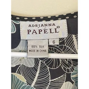Adrianna Papell Faux Wrap 100% Silk Blouse Size 6‎ Floral Flutter Sleeve Career thumbnail 5
