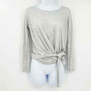 NWT J.Crew Womens‎ Tie Front Crewneck Long Sleeve Tee Top Size S Heathered Gray thumbnail 2