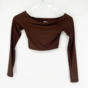 Smoothez by Aerie Off the Shoulder Top Women's Size XS Brown Clean Girl‎ thumbnail 2