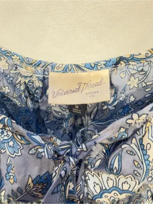 Women's Cotton Midi Pullover Sundress - Universal Thread Blue Floral Medium NWT thumbnail 8