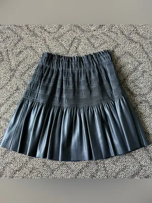 Endless Rose Smocked Pleated Faux Leather Skirt thumbnail 2