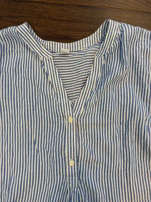 Old Navy Blue and White Striped Popover Blouse Size Large - C45-040 thumbnail 3