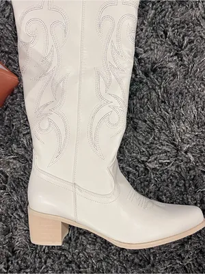 🌸New Iuv White Knee High Cowboy Boots Size 8🌸 thumbnail 6