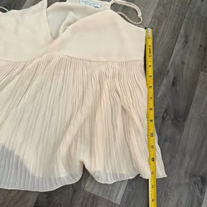 Paper Crane Butter yellow pastel plisse pleated chiffon babydoll tank thumbnail 3
