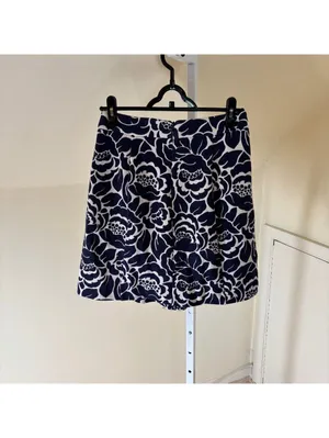 Boden EUC Women's Floral A-Line Ponte Blue White Skirt Size 4R thumbnail 4