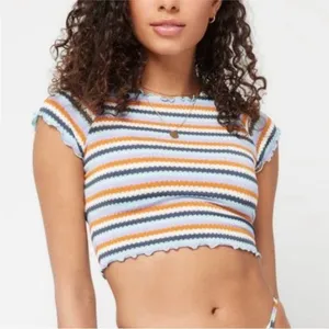 NWT L* Space Under The Sun Wildflower Rashguard Top Striped Ruffle Edge Size M thumbnail 1