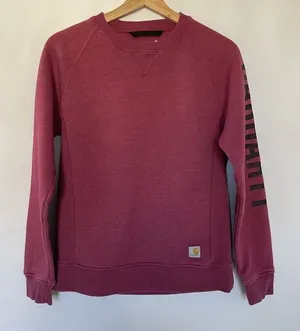 Carhartt relaxed fit women's size‎ S pink crewneck sweater casual warm magenta thumbnail 1
