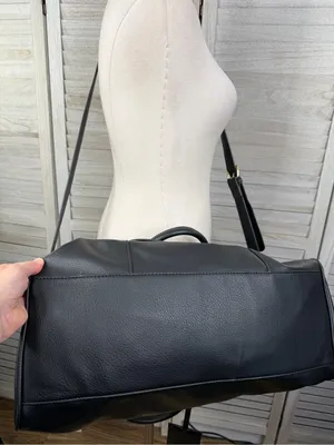 JUSTFAB Black Vegan Leather Weekender Travel Overnight Duffle Bag thumbnail 5