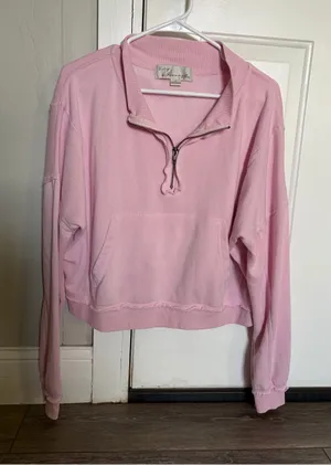 Vintage Havana Baby Pink Quarter-Zip Pullover Sweatshirt thumbnail 1