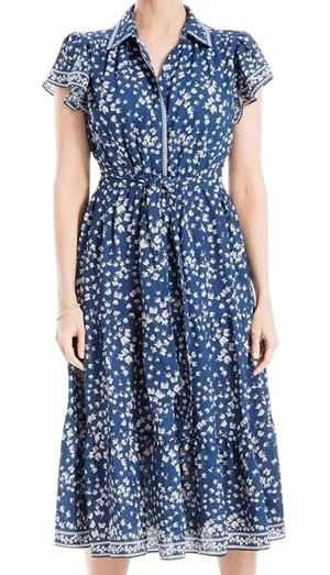 MAX STUDIO Short Sleeve Midi Dress with Tie Waist, Size Medium, New w/o Tag thumbnail 1