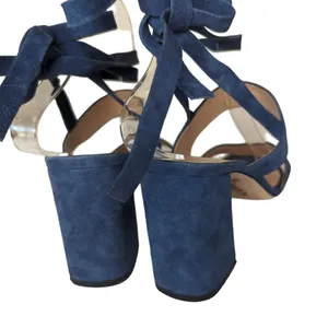 Club Monaco Wrap Sandals Aelena Size 7 Blue Suede Heeled thumbnail 3