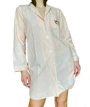 Madewell 100% Cotton Embroidered Oversized Pajama Shirt Dress Medium thumbnail 1