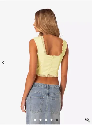 Edikted Button Front Lacey Corset Yellow Size Small NEW thumbnail 2