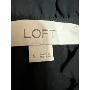 Ann Taylor LOFT Women's Black Ruffle Tie Neck Short Puff Sleeve Blouse Top Sz S thumbnail 3