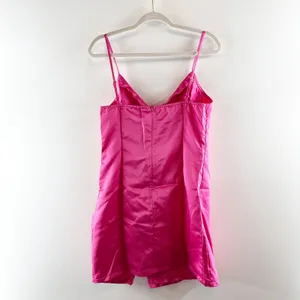 PrettyLittleThing Bow Hem Satin Mini Slip Dress Pink 10 thumbnail 4