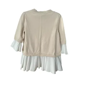COS Oatmeal Mock Layered Crew Neck Sweater Medium Ruffle‎ Academia Preppy #V12-4 thumbnail 7