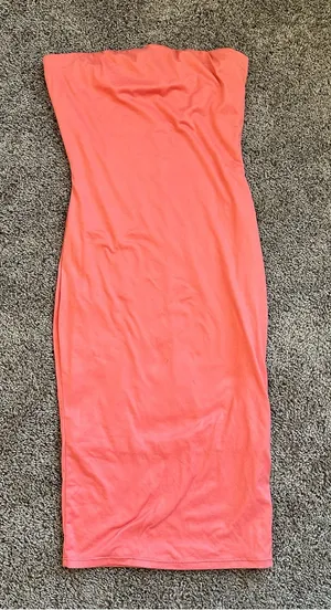 Strapless Coral Bodycon Dress Pink thumbnail 1