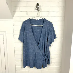 Gap Blue Stretch Knit Wrap Style Top Size XXL thumbnail 2