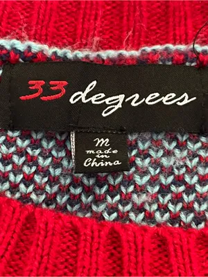 33 Degrees Oversized Ugly Christmas Sweater Fuzzy Knit Graphic Multicolor M thumbnail 5