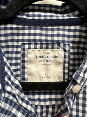 Abercrombie & Fitch Navy and White Gingham Button-Down Shirt thumbnail 2