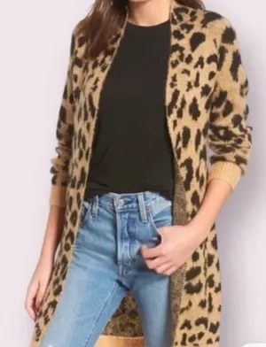 BP Black and Tan Animal Print Open Front Long Cardigan thumbnail 1