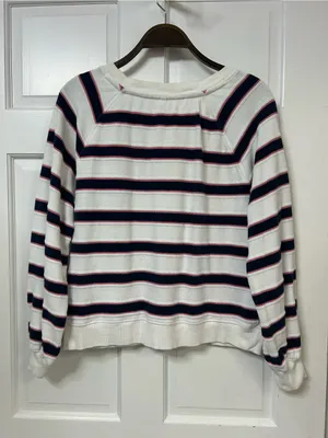 Southern Tide Striped Crewneck Sweater - White Navy Pink thumbnail 4