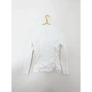 Anne Fontaine White Pima Cotton Ruffle Zip Up Night Top Size 42 thumbnail 11