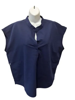 Figs Rafaela Oversized Scrub Top Sz XL Navy Short Sleeve Mandarin Collar Boxy thumbnail 1