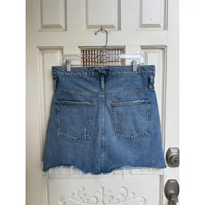 AGOLDE Reworked Denim Mini Skirt Blue Organic Cotton Raw Hem Size 29‎ thumbnail 3