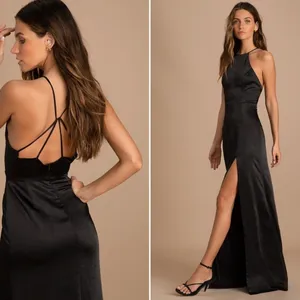 LULU's Prom Wedding Bridesmaid Elegant Romantic Satin Sexy Maxi Dress thumbnail 3