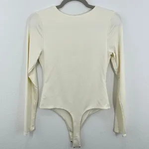 BP Cream Seamless‎ Compression Ribbed Long Sleeve Bodysuit Womens Medium Casual thumbnail 5