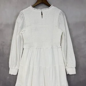 PrettyGarden Smocked Tiered‎ Dress Women Large Swiss Dot Cottage Boho Coastal thumbnail 4