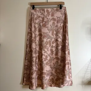 Timing Rose Pink‎ Paisley Satin Midi Slip Skirt Large thumbnail 3