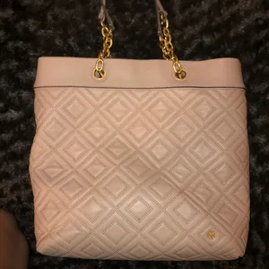Tory Burch Pink Quilted Leather Tote with Gold Hardware thumbnail 2
