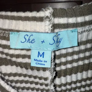 She + Sky Striped Cold Shoulder Long Sleeve Top thumbnail 3