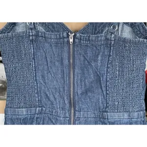Express Womens Chambray Jumpsuit Sz 0 Boho Coastal Grandma Trouser Romper Y2k thumbnail 8