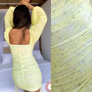 That’sSoFetch Lorde Ruched Puff Sleeve Mini Dress: Yellow Ditsy Floral thumbnail 3