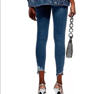 Top Shop Jamie High Rise Chew Hem‎ Skinny Denim Jeans thumbnail 2