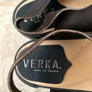 NEW VERKA Swedish Buckle Cutout Detail Leather Low Heel Clogs in Brown thumbnail 5