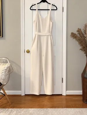 The Limited Cream V-Neck Wide-Leg Jumpsuit thumbnail 5