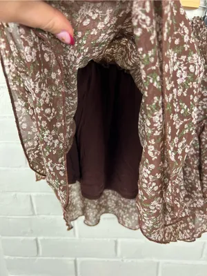 Altar’d State Brown Floral Mini Skirt Size S thumbnail 7