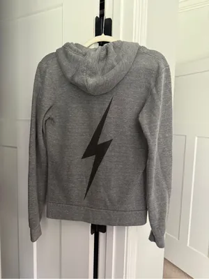 Aviator Nation Bolt Gray Zip-Up Hoodie Lightning Heather thumbnail 6